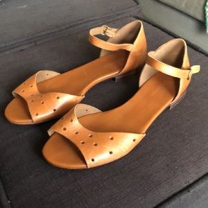 Madewell Hole Punch Leather Flat Sandal Brown 7